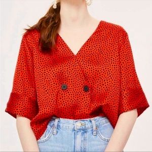 TopShop Red Polka Dot Top, XS